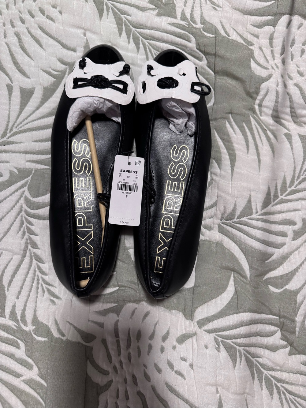 NWT Express Black Ballet Flats with Bow Detail size 9